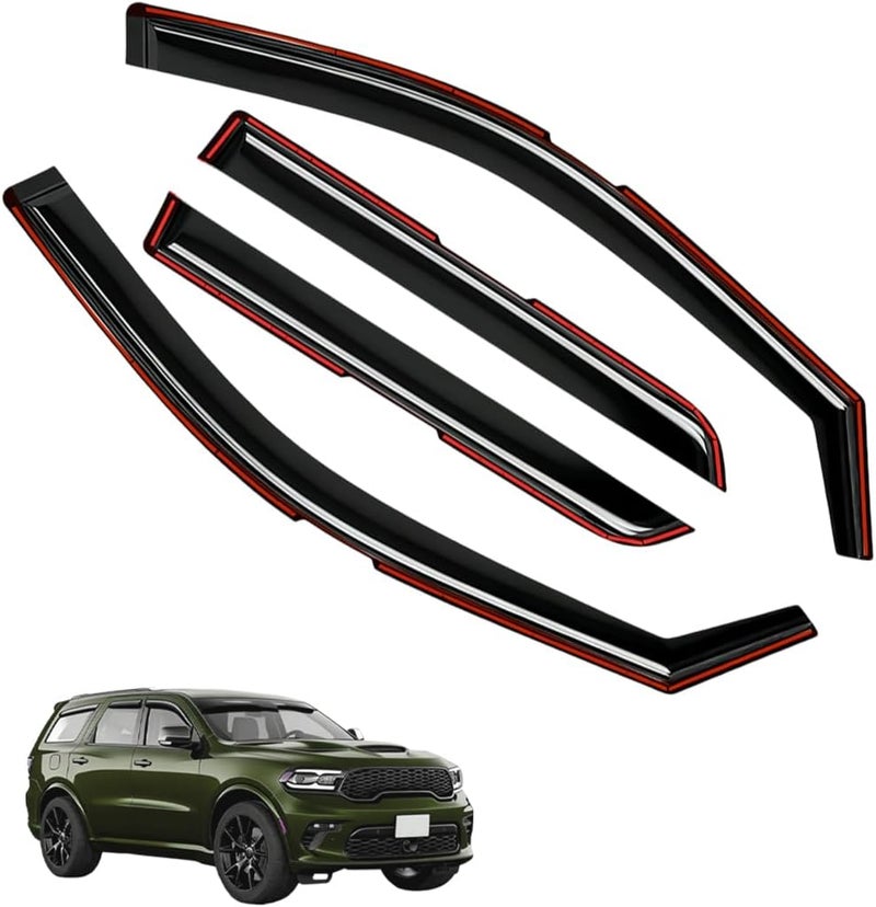 LONGKEES Window Visors Rain Guards FIT 2011–2025 Dodge Durango – in-Channel Vent Deflectors 4PC Set All-Weather - Image 1